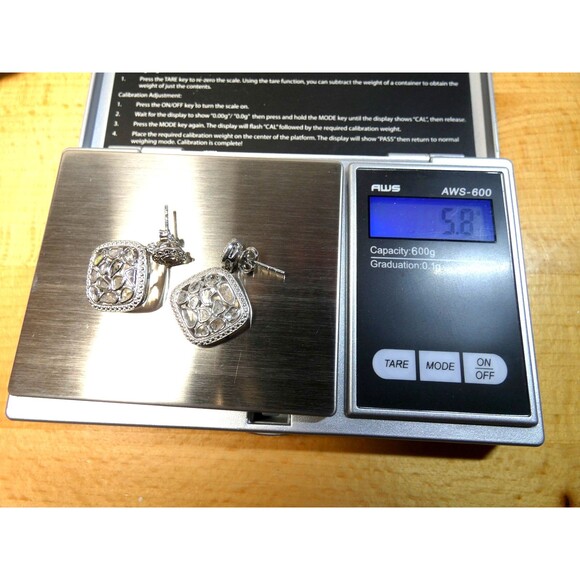 Genuine Rose Cut Diamond Sterling Silver Earrings 1.86CT - Picture 4 of 9